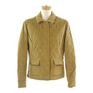 LKNW Women's EDDIE BAUER Quilted Short Jacket Sz L Cotton Corduroy argyle Zipper